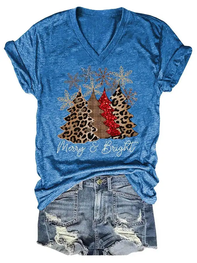 

Womens Christmas printed casual T-shirt