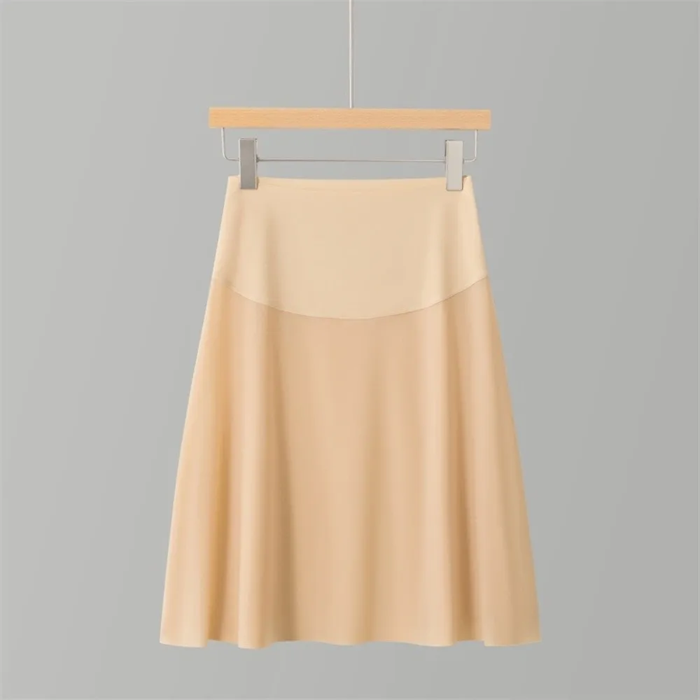 Sous-jupe mi-longue taille haute sans couture en soie glacée, ultra-fine et respirante 1 Sous-jupe mi-longue taille haute sans couture en soie glacée, ultra-fine et respirante 1