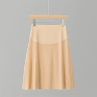 Sous-jupe mi-longue taille haute sans couture en soie glacée, ultra-fine et respirante 1