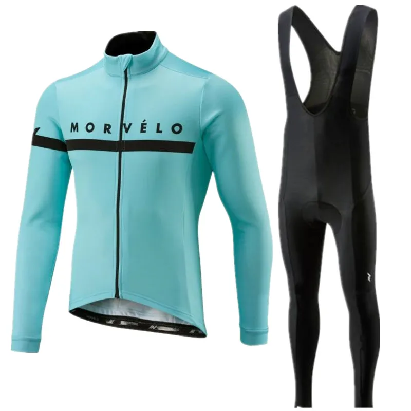 

2020 Pro team Morvelo long sleeve Cycling Jersey pants Set Cycling Clothing Road Bike Jerseys Bicycle Clothes Bib Pants Suits