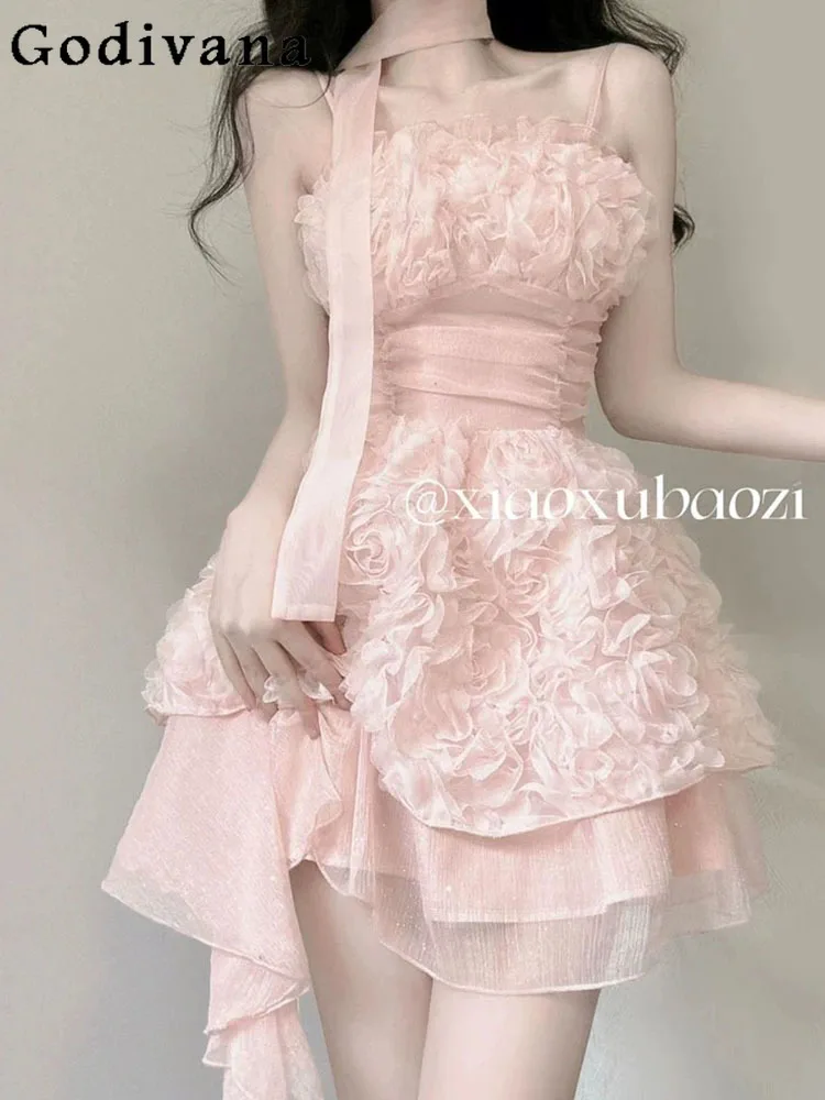 

Sexy Girl Lace Rules Sling Dress Summer New Fashion High Street Slim-Fit Short Dresses Women Harajuku Sweet Cute Princess Dress