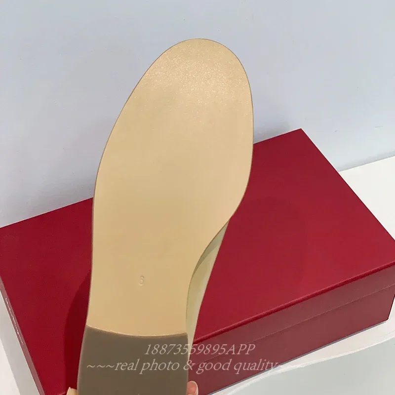 2025Classic solid color round toe leather ballet flats Office women simple style leather low heel women's outdoor shoes 6