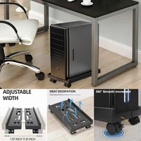 Adjustable Mobile CPU Stand, Ventilated Computer Tower Stand PC Tower Stand with 4 Caster Wheels Fits Most PC, Under Desk Holder 1