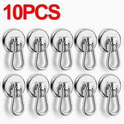 Strong Magnetic Swivel Hook with Heavy Duty Neodymium Magnet (10pcs - silver)