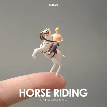 1/64 승마 미니어처 피규어 모델 소품, 크리에이티브 사진 디스플레이 컬렉션 장식, 송진 핸드 페인팅 미니 인형