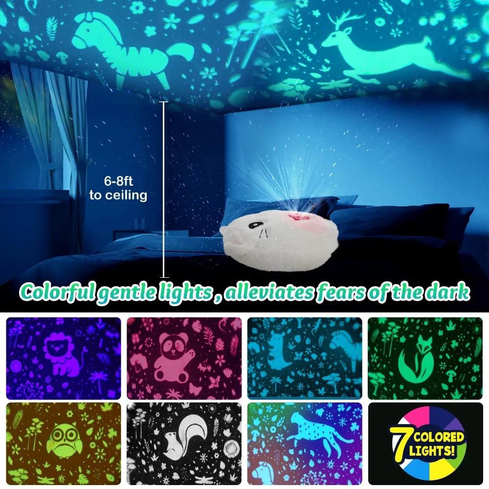 28cm Unicorn Projector Plush Toys Doll Throw Pillows with LED Light Cute Soft Bear Dog Stuffed Toy Animals Kids Girls for Gifts