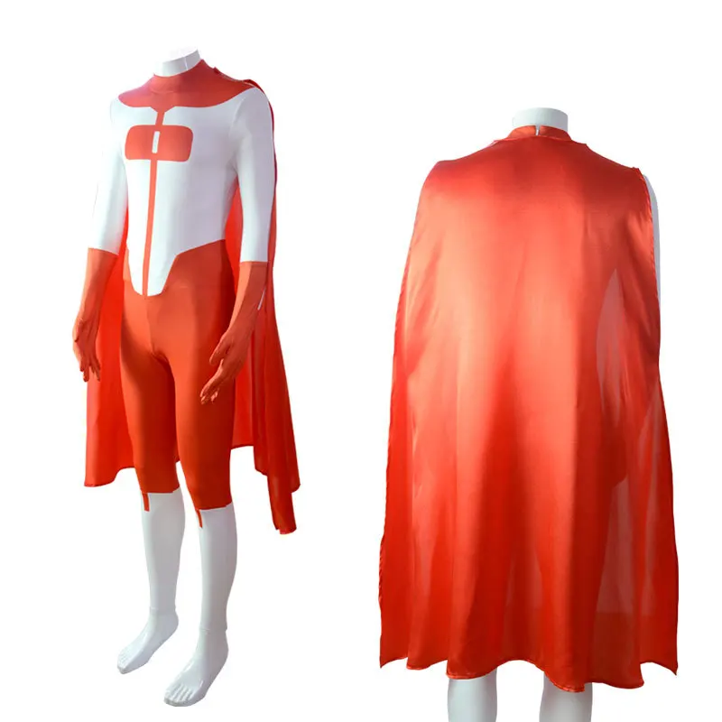 Invincible Mark Grayson Bodysuit with Cape Cosplay Costume for Men (Unofficial)