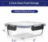 5-Pack 36 OZ Glass Storage Containers with Lids, Glass Meal Prep Containers Set, Airtight Lunch Containers with Lids, Microwave, 2