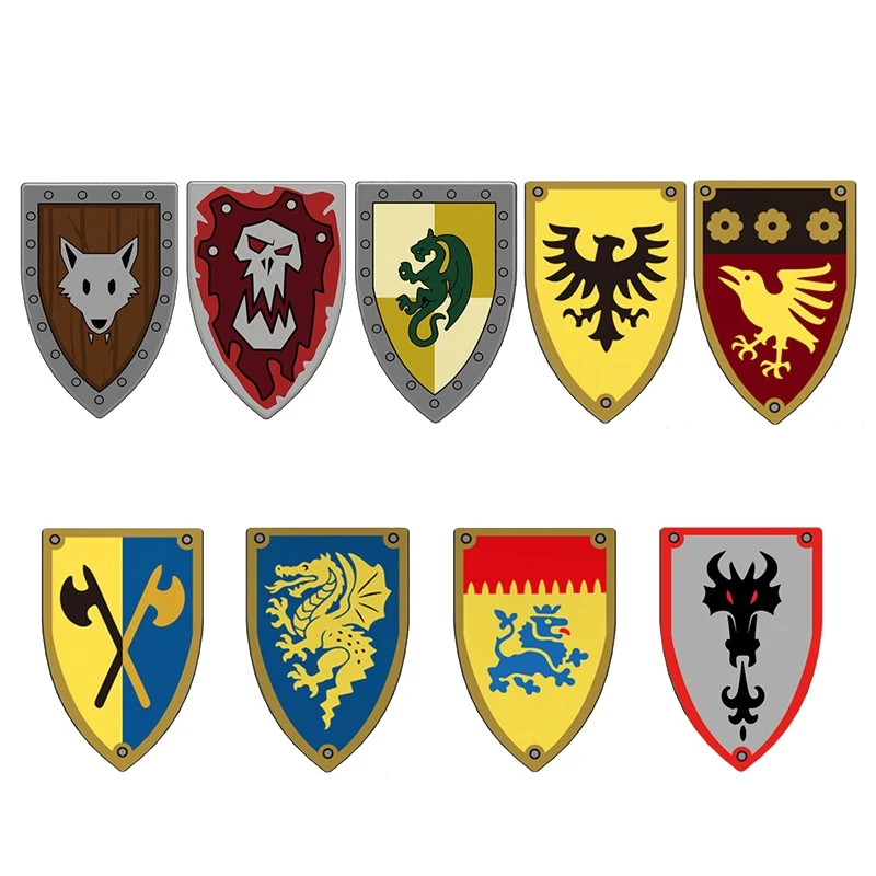 Medieval Military Castle Knight Soldier Shields Building Blocks Flags Movie Figures Accessories Mini Compatible Brick Toy Gifts
