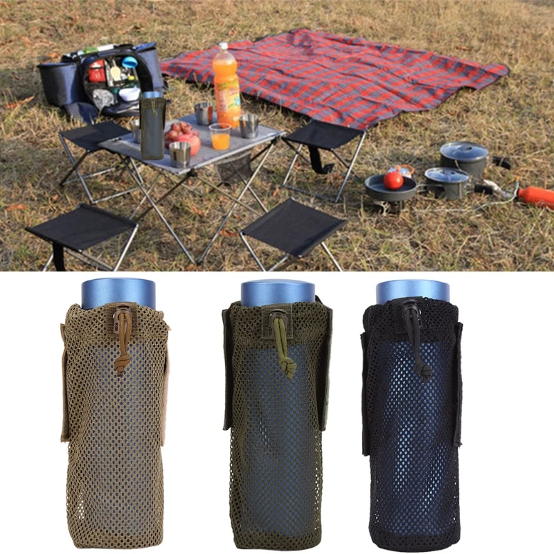

Light weight Mesh Molle Outdoor Water Bottle Bag Camping Cycling Hiking Foldable Belt Holder Kettle Pouch Foldable