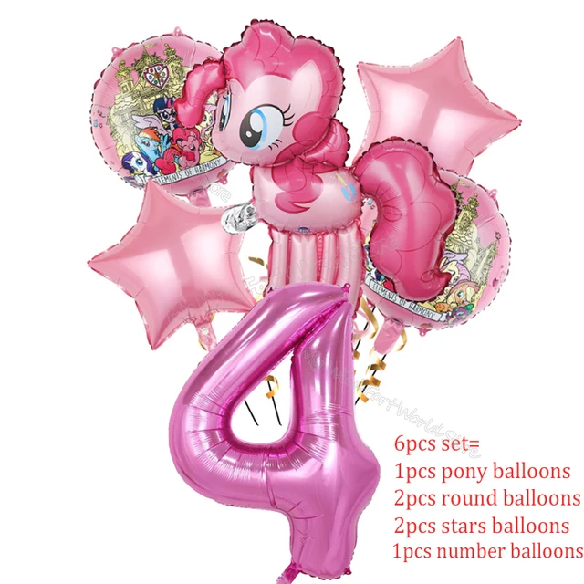 My Little Pony Baby Birthday Balloons Decoration Number Foil Balloon Kawaii Cartoon Round Stars Ballon Party Supplies| | - AliExpress