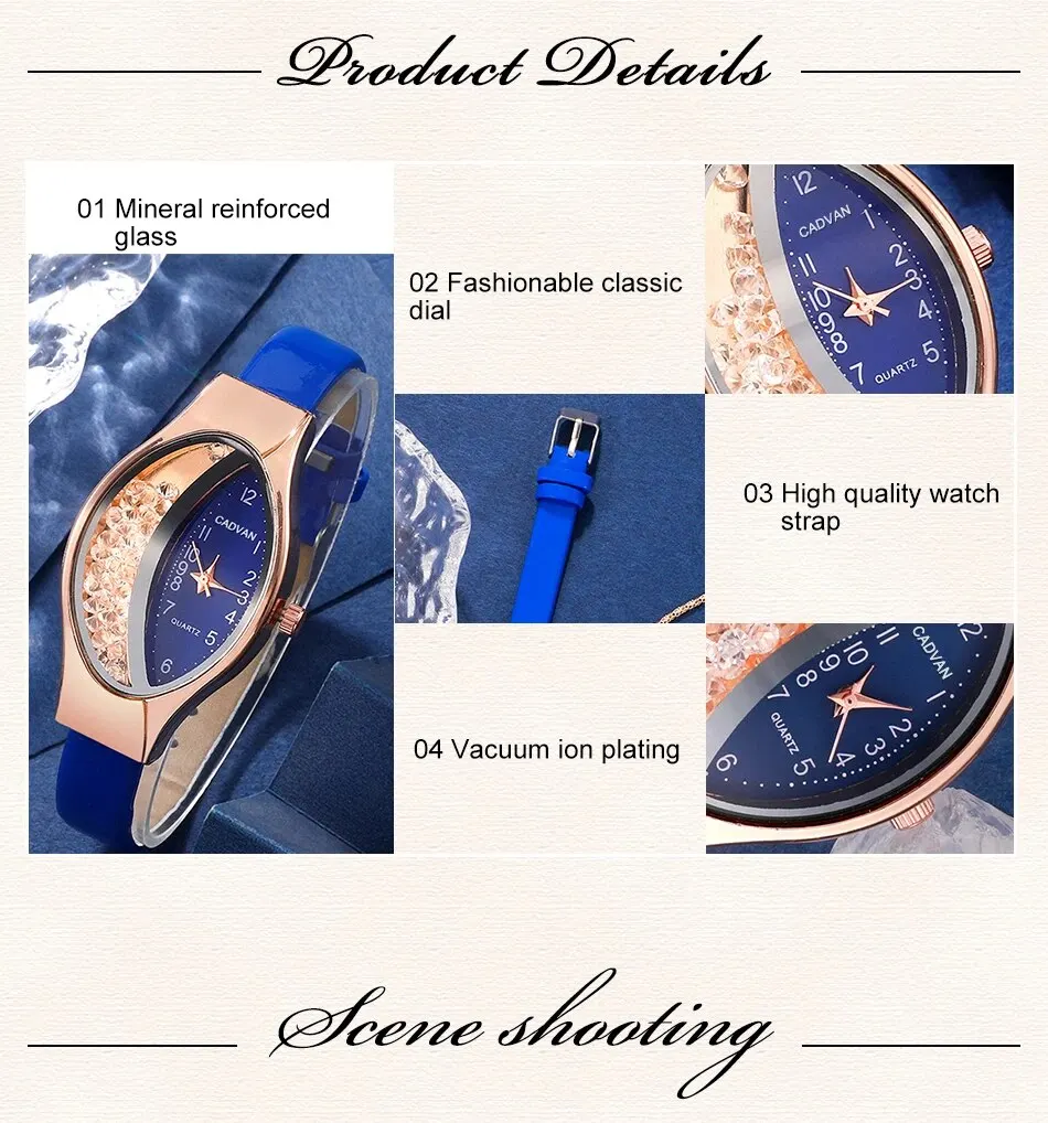 S152f7414cfc94421a8ec4194e2b47f1aA 6PCS Set Women Fashion Quartz Watch Female Clock Rhinestone Dial Luxury Brand Design Women Watches Simple Ladies WristWatch Mallzona