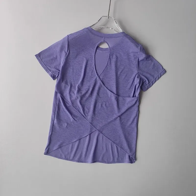 Women's Tight Sports T-shirt Quick Dry Short Sleeve Yoga T-shirt Pilates Fitting Fitness Back Hollow Out Running T-shirt 12 S152f9d33e9c64defa21ee2260d479252r