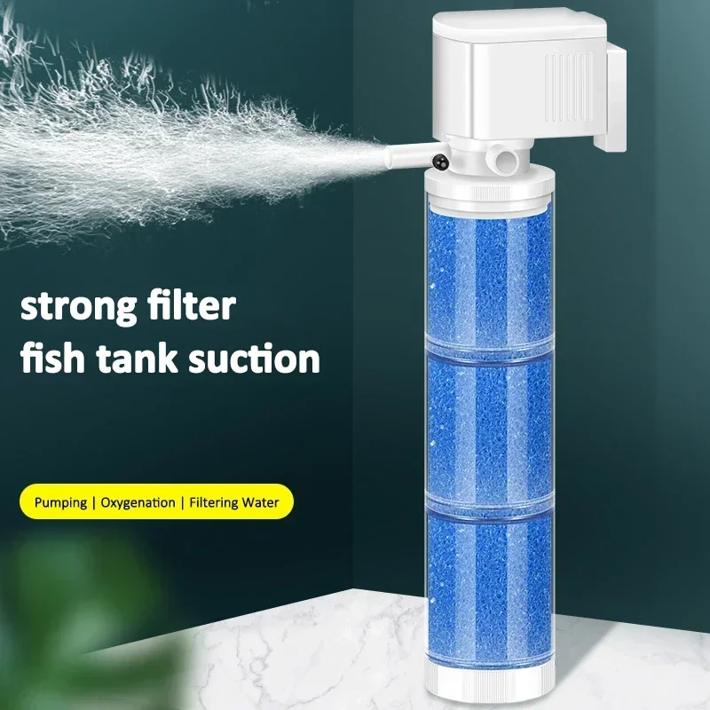 

3 In 1 Built-in Filter Fish Tank Accessories 5-35W Wall-mounted Oxygen-increasing Wave-making Pumping Filter Aquarium Water Pump