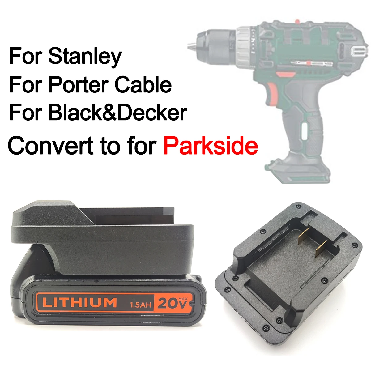 Per Black Decker/Porter Cable/Stanley 18/20V Li-Ion Battery Converti In Per Parkside 20V Power Tools Convertitore Adattatore Batteria