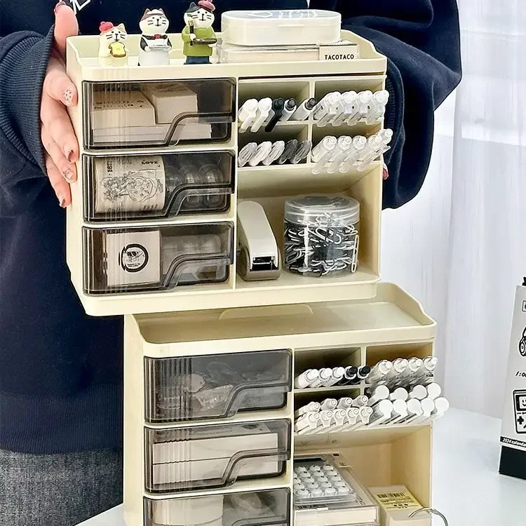 Desktop Drawer Storage Box Inclined Pen Holder Multifunctional Office Storage Shelf Stationery Organizer Students Supplies