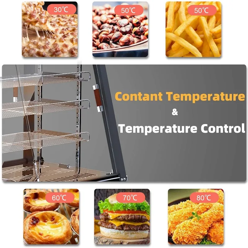 35 inch Commercial Food Warmer Countertop Pizza Warmers Display Pastry Patty Warmer Case Buffet Restaurant Heater Food Service