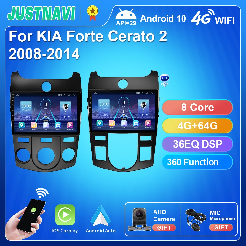 

JUSTNAVI Android 10 Car Radio For KIA Forte Cerato 2 2008-2014 Multimedia Video Player Auto GPS Stereo Navigation 2DIN Head Unit