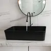 KEMAIDI Bathroom Sink Faucet Set Rectangle 24"x16" Big Black Vessel Sinks for Bathroom Hotel Vanity Sink Above Counter Basin 2