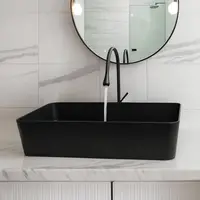 KEMAIDI Bathroom Sink Faucet Set Rectangle 24"x16" Big Black Vessel Sinks for Bathroom Hotel Vanity Sink Above Counter Basin 2