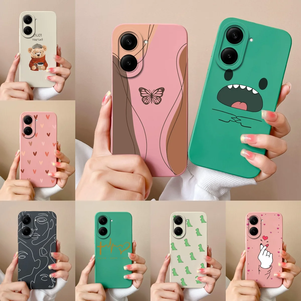 Bear Dinosaur Love Heart Protective Anti-Drop Silicone Phone Cover - Unique Soft Protector