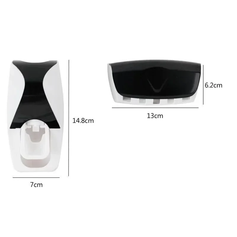 Toothbrush Holder With Automatic Toothpaste Dispenser Wall Mounted Toothbrush Storage Rack Bathroom Toothpaste Squeezer 1Set