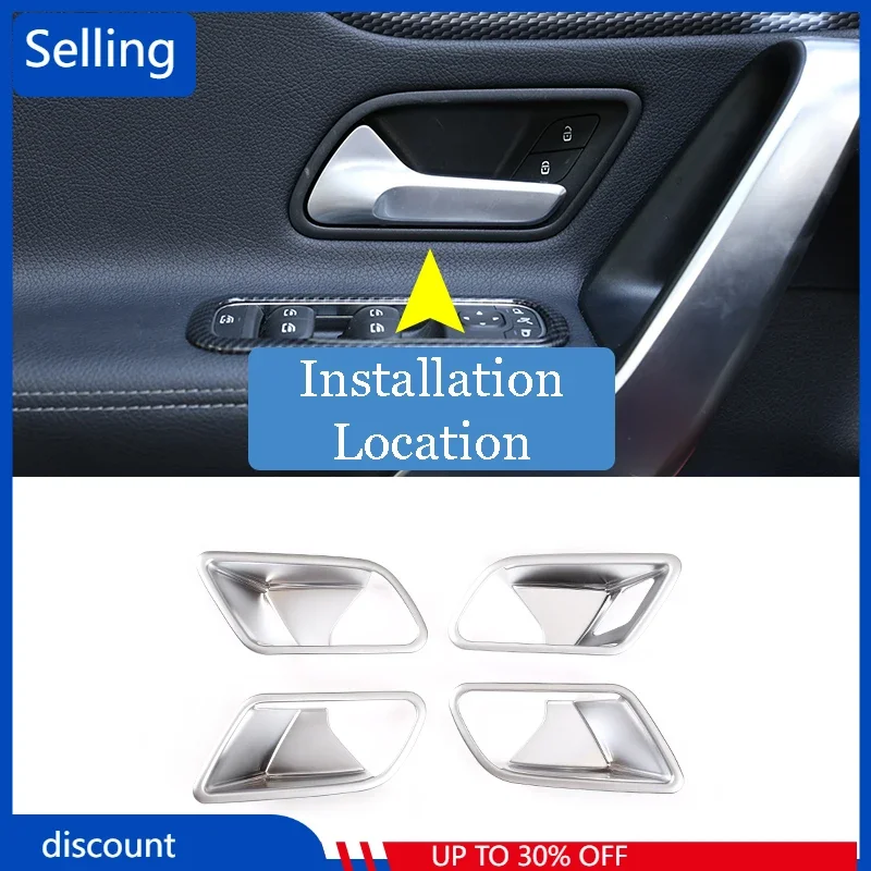 

Для Mercedes benz A Class W177 2019 ABS Хромированная серебряная крышка для внутренней двери автомобиля аксессуары для отделки Быстрая доставка