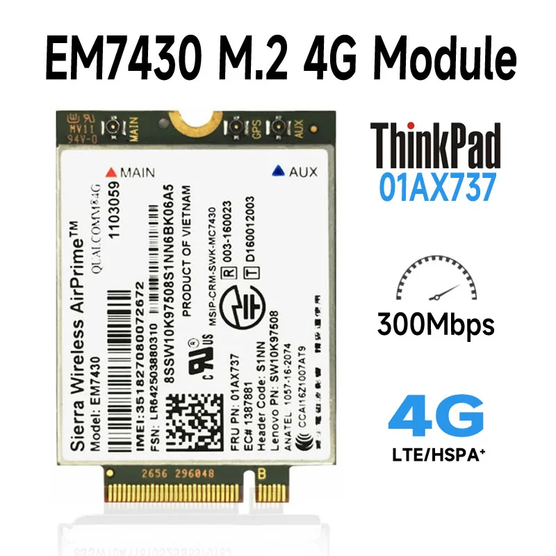 WDXUN EM7430 FDD/TDD-LTE 4G Module for  X270 X1 Carbon Fiber 5th Generation (20HQ, 20HR) X1 YOGA X1 Tablet Gen2  EM7430