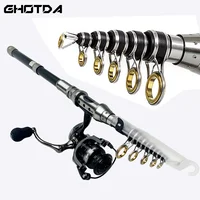 Fishing Rod Reel Combos Set 1.5-2.4m Travel Telescopic Rod with 5.2:1 Spinning Fishing Reel Sea Saltwater Freshwater Kits 1