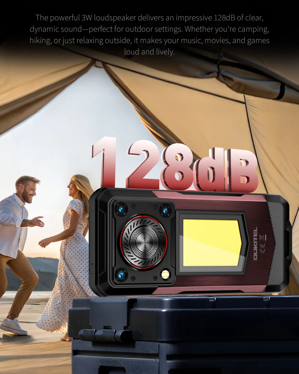 Smartphone OUKITEL WP56 36GB (12+24) 512GB Android 15 16000 mAh 45W Lampe de camping 6.8'' 120Hz 128dB 108 MP 5G Mobile Phone