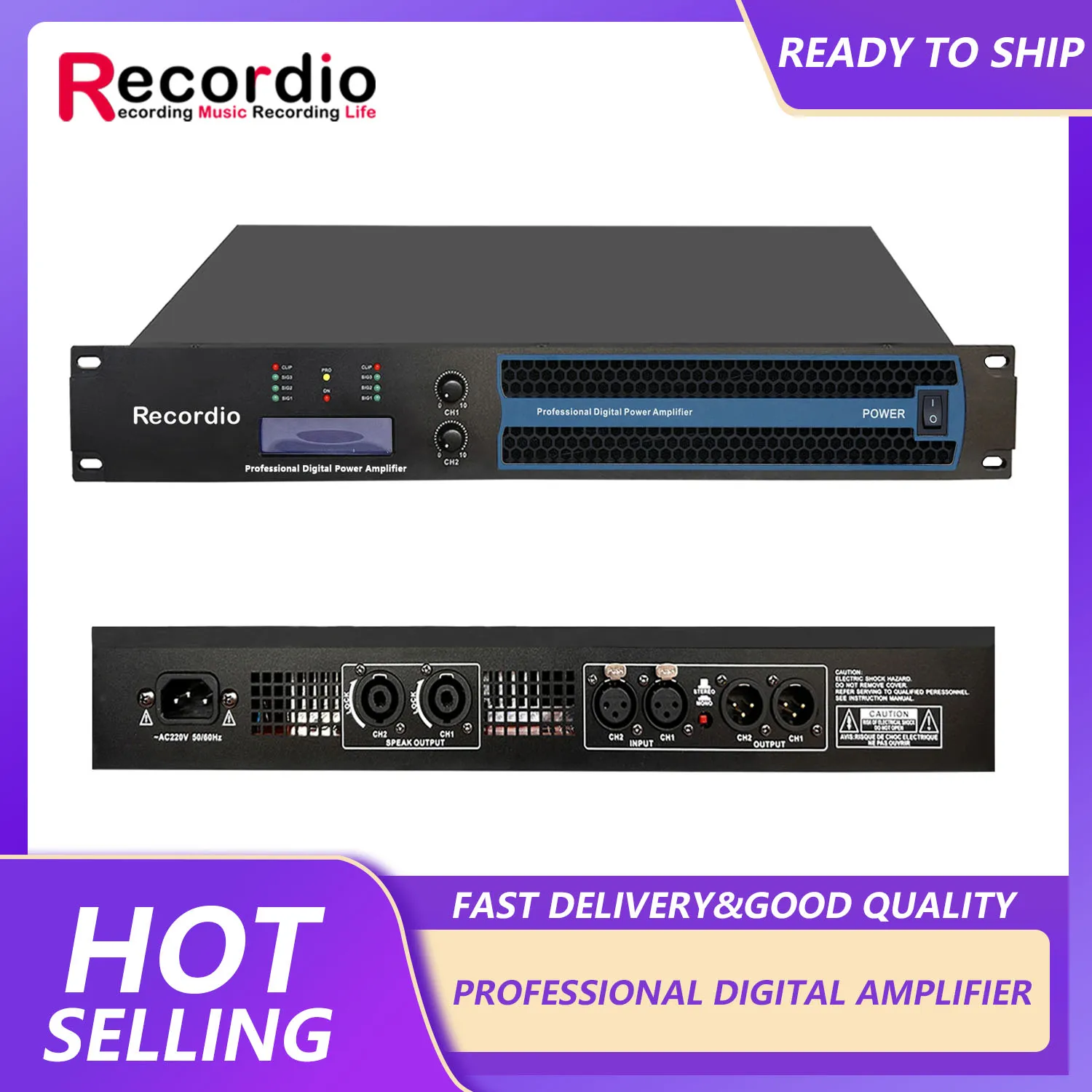 GAP-S1700 Recordio Digital Professional Factory Price Digital Amplifier 1.5U 2*600W New Design with Display for DJ Stage Use