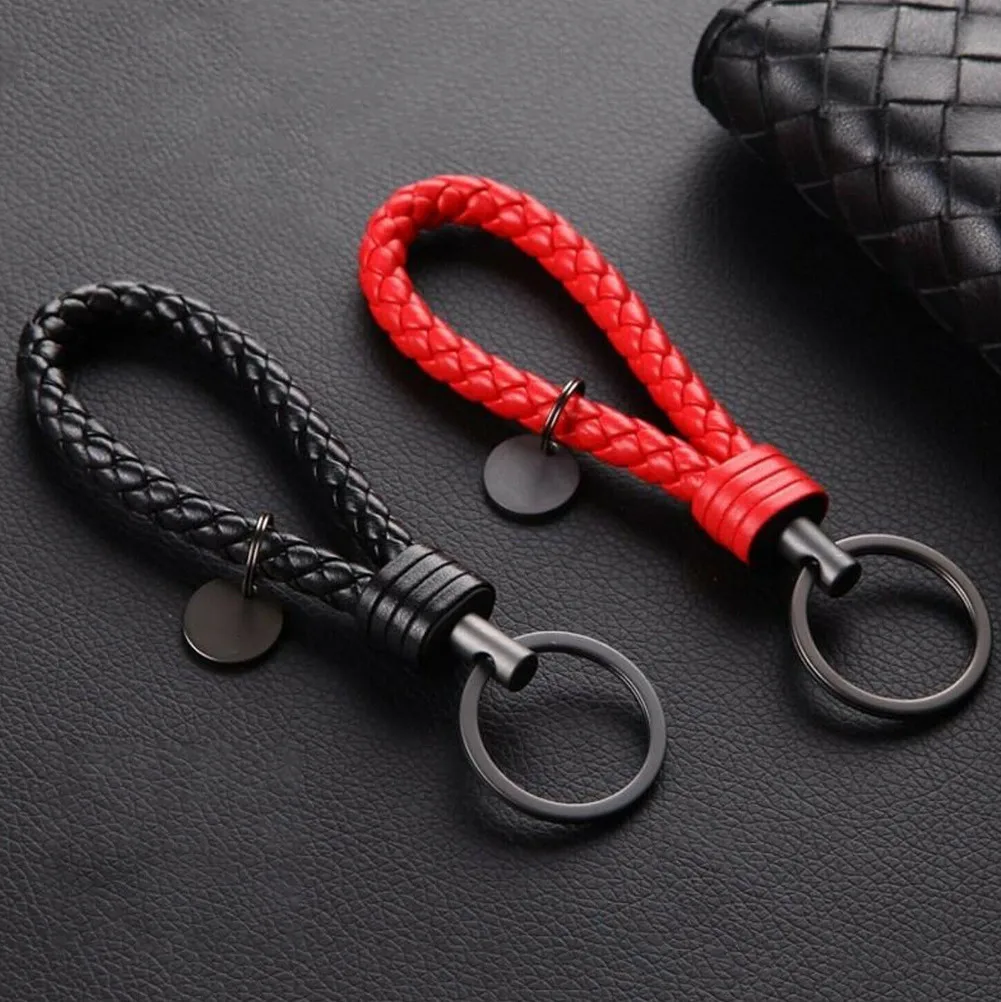Car Key Chain 1pcs Vintage Retro Leather Rope Weave Braided Strap Keychain Keyring Car Key Chain Ring Key Fob Sling Jewelry Gift