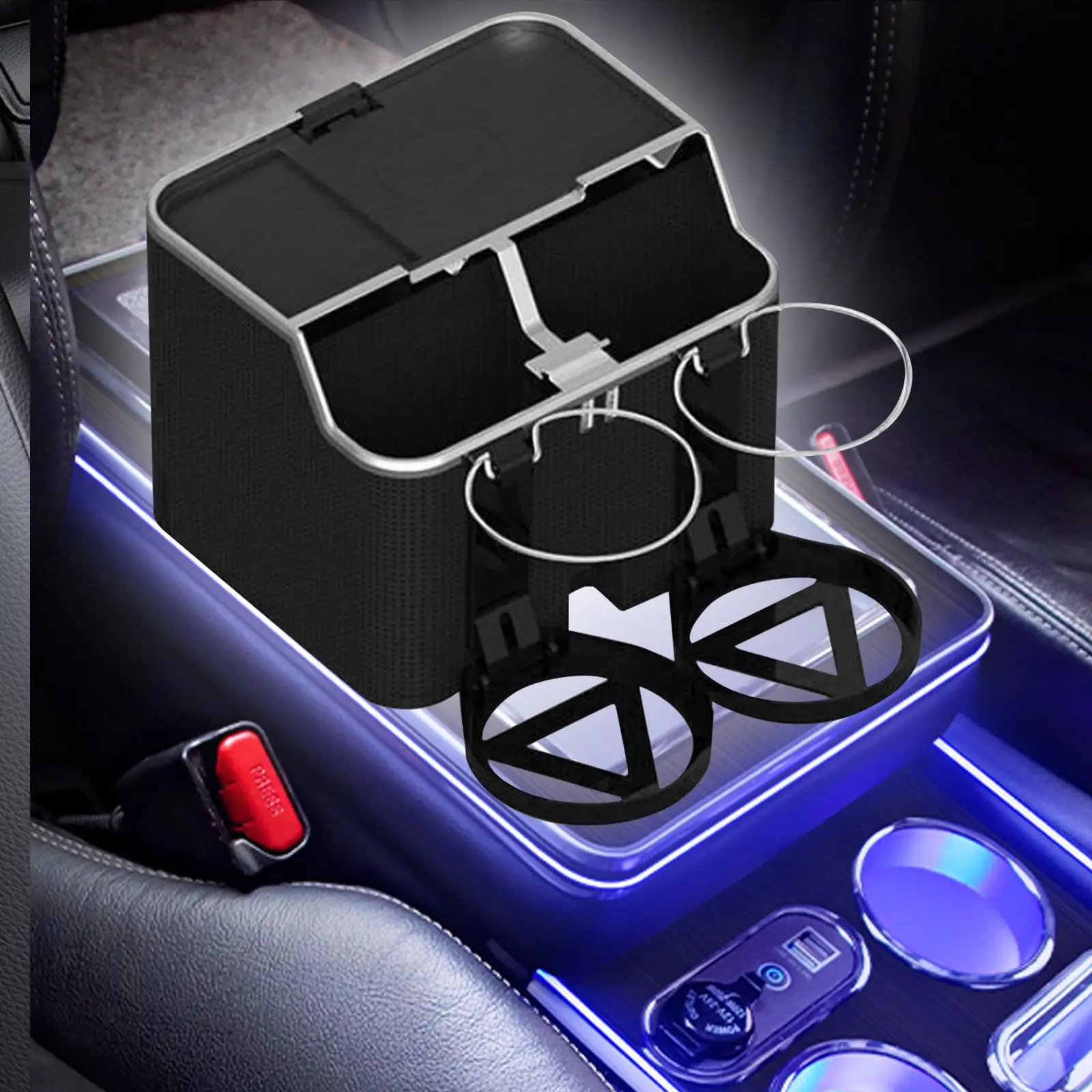Car Armrest Storage Box Armrest Tissue Holder for Water Tumbler Tissues