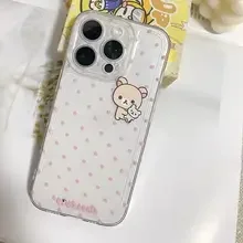 Charming Pink Polka Dot Bear Clear Phone Case