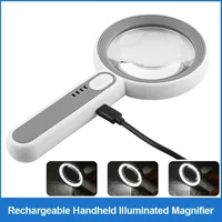 Rechargeable 12X Portable Magnifying Glass with LED Light for Seniors Reading Jewelry Craft Coin Stamp Inspection Repair 3