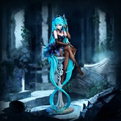 Hatsune Miku Black Dress Edition Figurine - Cute Girl Action Doll Desk Decor Statue Collection Toy Gift