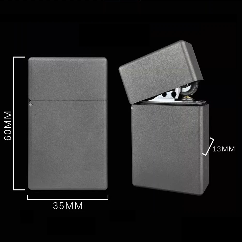 Titanium Shell Fuel Kerosene Lighter Square Head Thickened Sealed Waterproof Lighter Armor Windproof Retro Men Gasoline Lighter 4