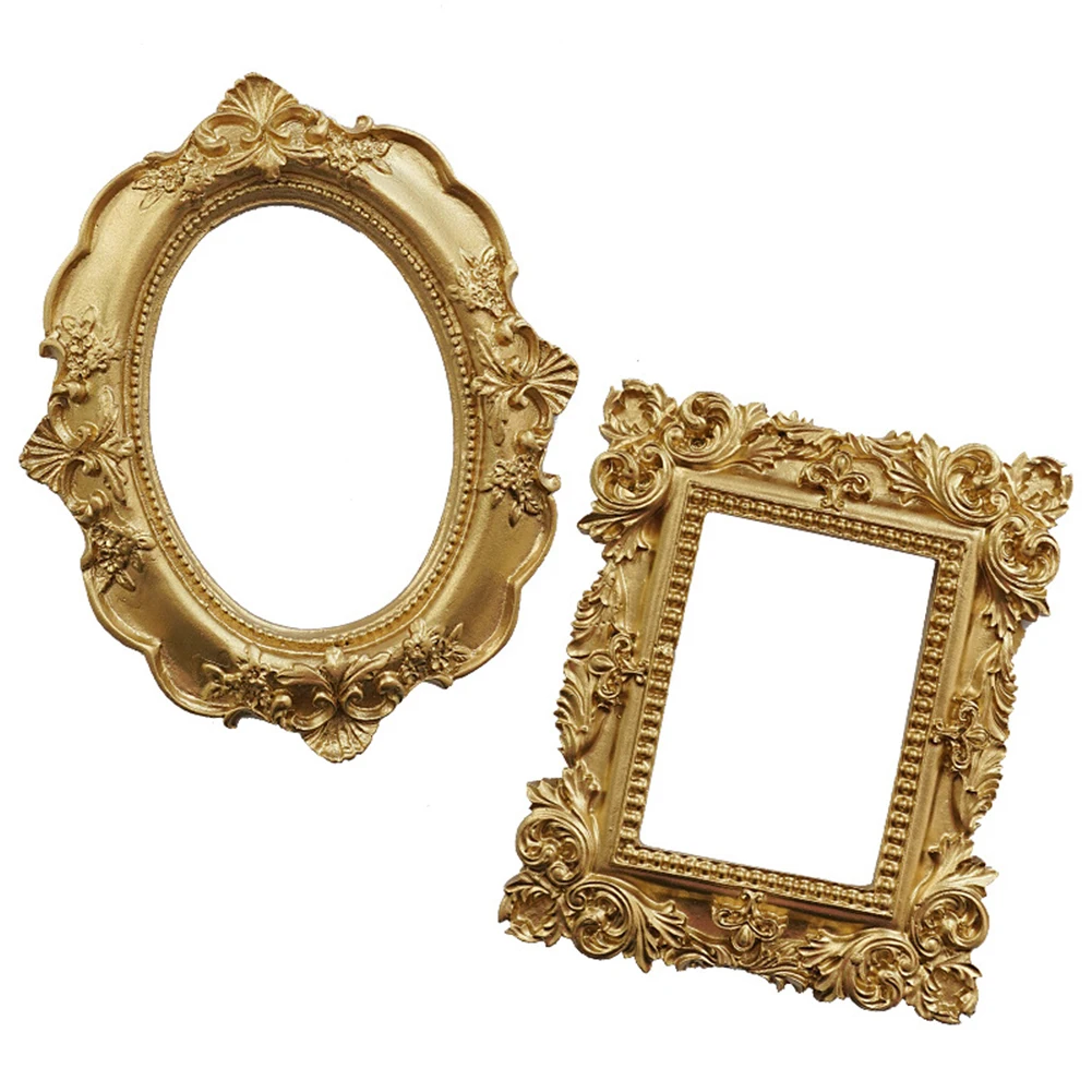 Golden Vintage Photo Frame Photography Backdrop Props Still Life Shoot Studio Decoration for Jewelry Ring Earrings Fotografia