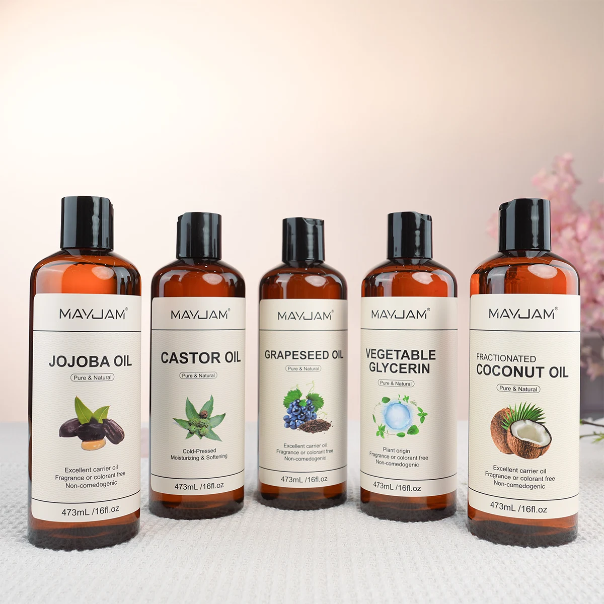 Vegetable Oil MAYJAM Jojoba Grapeseed Castor Vegetable Glycerin Fractionated Coconut Oil Moisturizing Face Hair Skin Natural Base Carrier