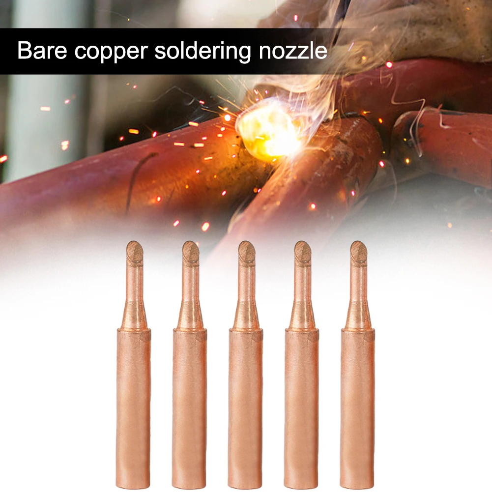 

5Pcs 900M-T Pure Copper Soldering Iron Tip Lead-free Solder Tips Welding Head Lower Temperature Soldering Tools