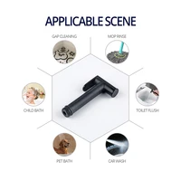 ก๊อกน้ำโถสุขภัณฑ์สีดำด้านหัวก๊อกห้องน้ำมือถือ1.2เมตรหัวก๊อกร้อนและน้ำเย็นหัวก๊อกยางทำความสะอาดตัวเอง 4