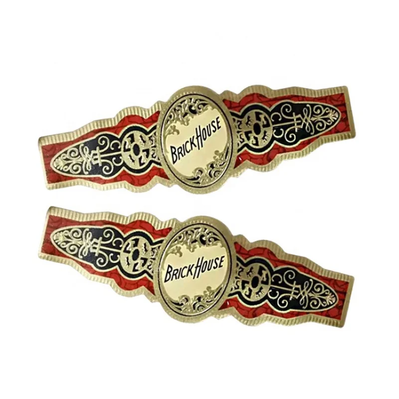 Customized productCustom Sticker Gold Foil Embossed Art Paper Cigar Bands Label Cigar Ring Label