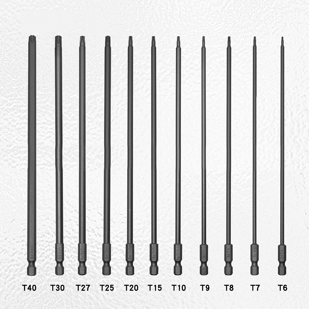 11pcs Torx Screwdriver Bit Magnetic With Hole Hex Shank For Electric Drill 200mm For Electric Power Drill Screw Driver Hex Shank