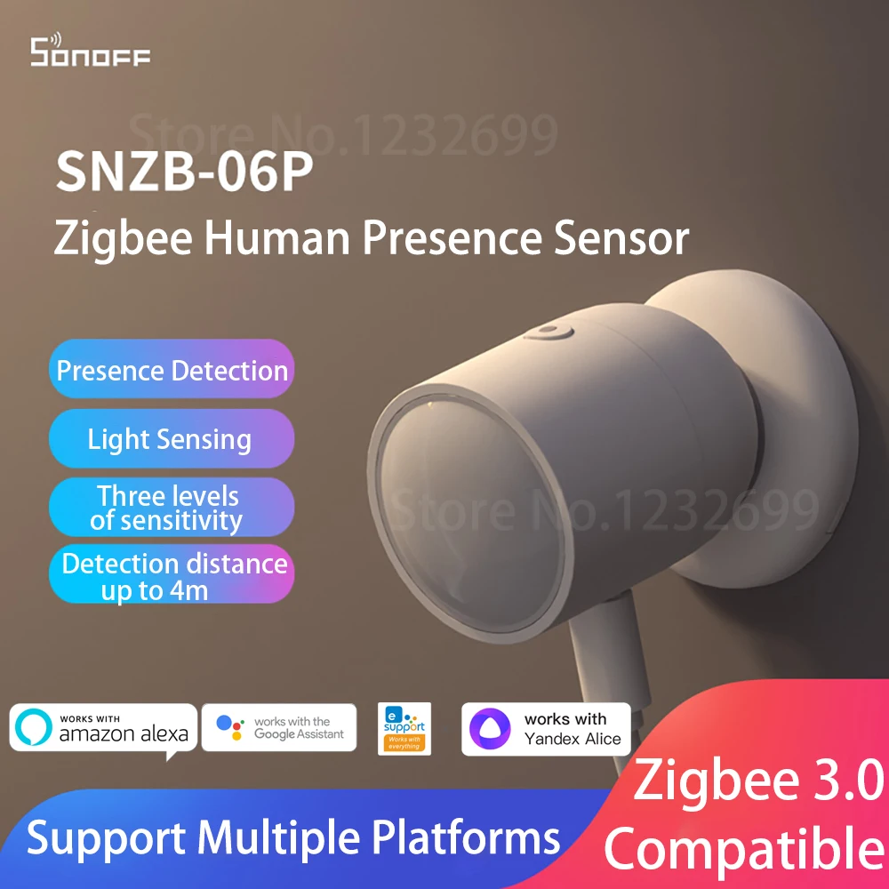 Sonoff Snzb-06P Zigbee Sensore Di Presenza Umana 5.8Ghz Radar A Microonde Smart Home Funziona Con Sonoff Nspanel Pro Ihost Zb Bridge-P