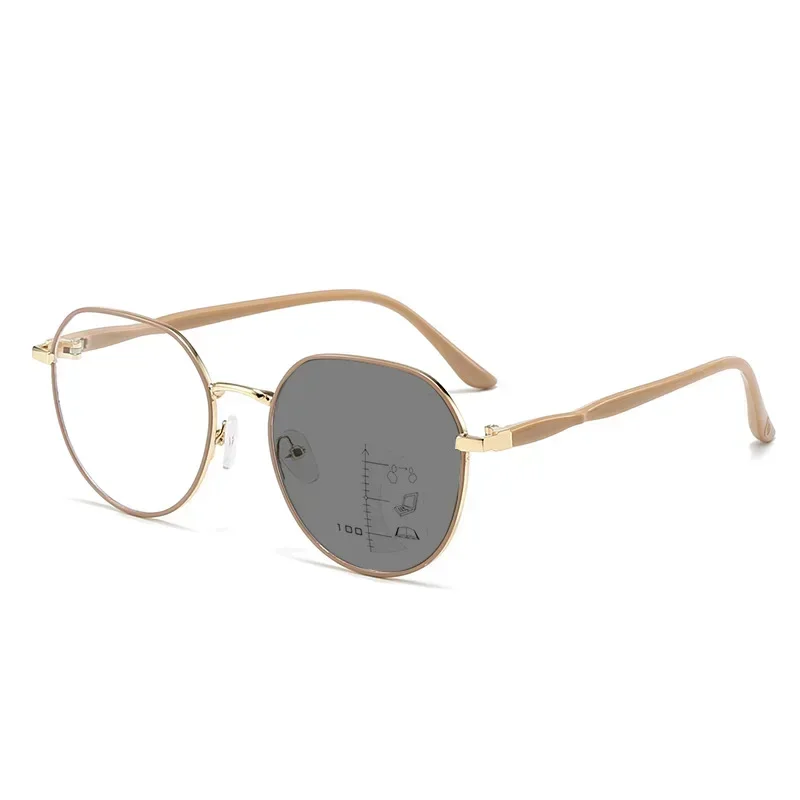 Luxury Photochromic Multifocal Reading Glasses Women Antiblue Light Presbyopia Ultralight Metal Frame Near Far Sighted Glasses 4