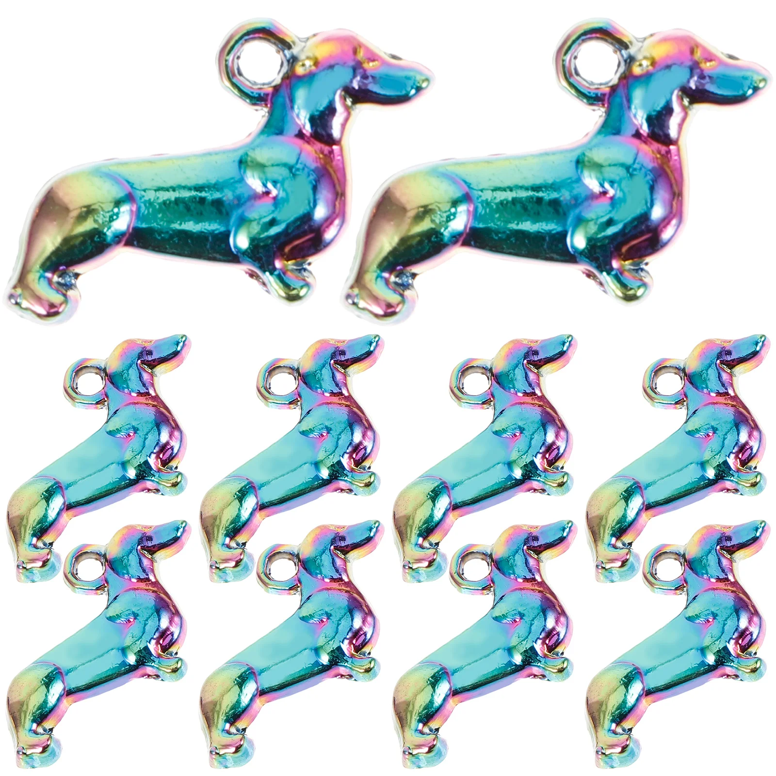

10 Pcs European and American Dachshund Pendant Dangle Earrings Zinc Alloy Bracelet Ornaments