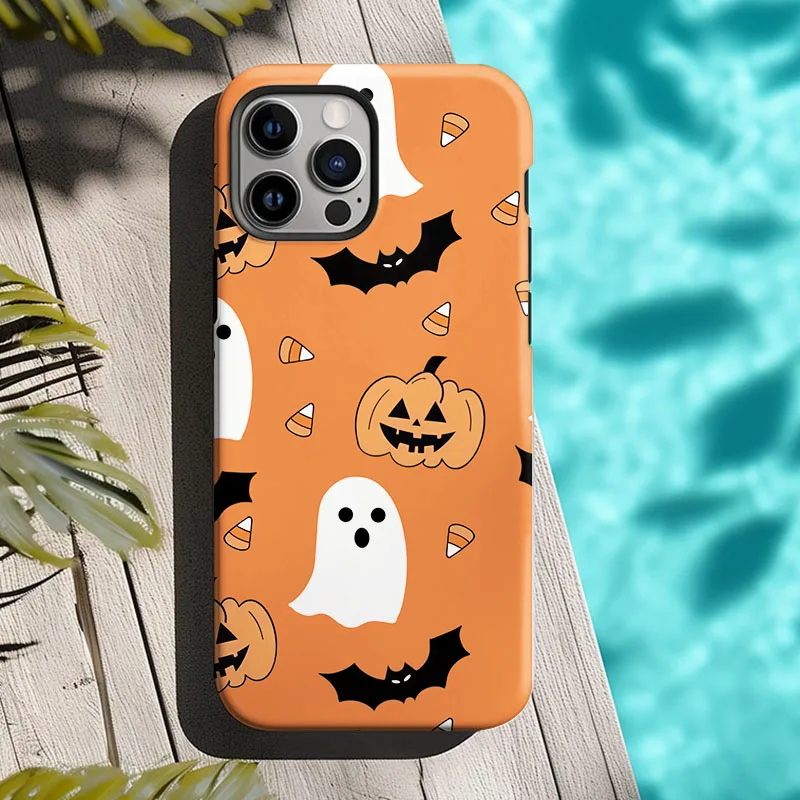 Dual-Layer Halloween Pumpkin Ghost Case - Protective Film Shell Cover