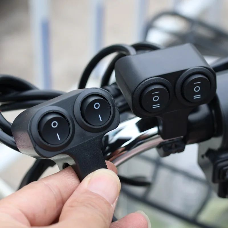 Motorcycle Spotlight Single Head Dual Button Switch Wire for Electric Scooter Handle Modification Headlight Three Wire Switch