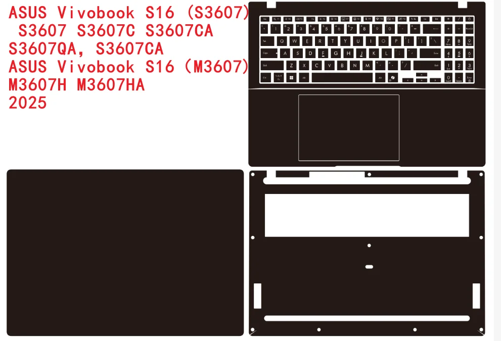 ASUS V16 V3607 2025 V3607VU V3607VJ V3607VM V3607V 16인치 V 3607용 전신 노트북 비닐 데칼 커버 스티커 스킨 보호대