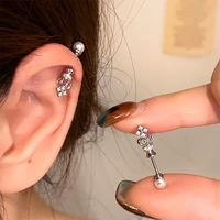 1pcs New Crown Pearl 316L Stainless Steel Spiral Ear Bone Nail New Fashion Y2K Earrings for Women Ear Piercing Cochlea Jewelry - Image 3